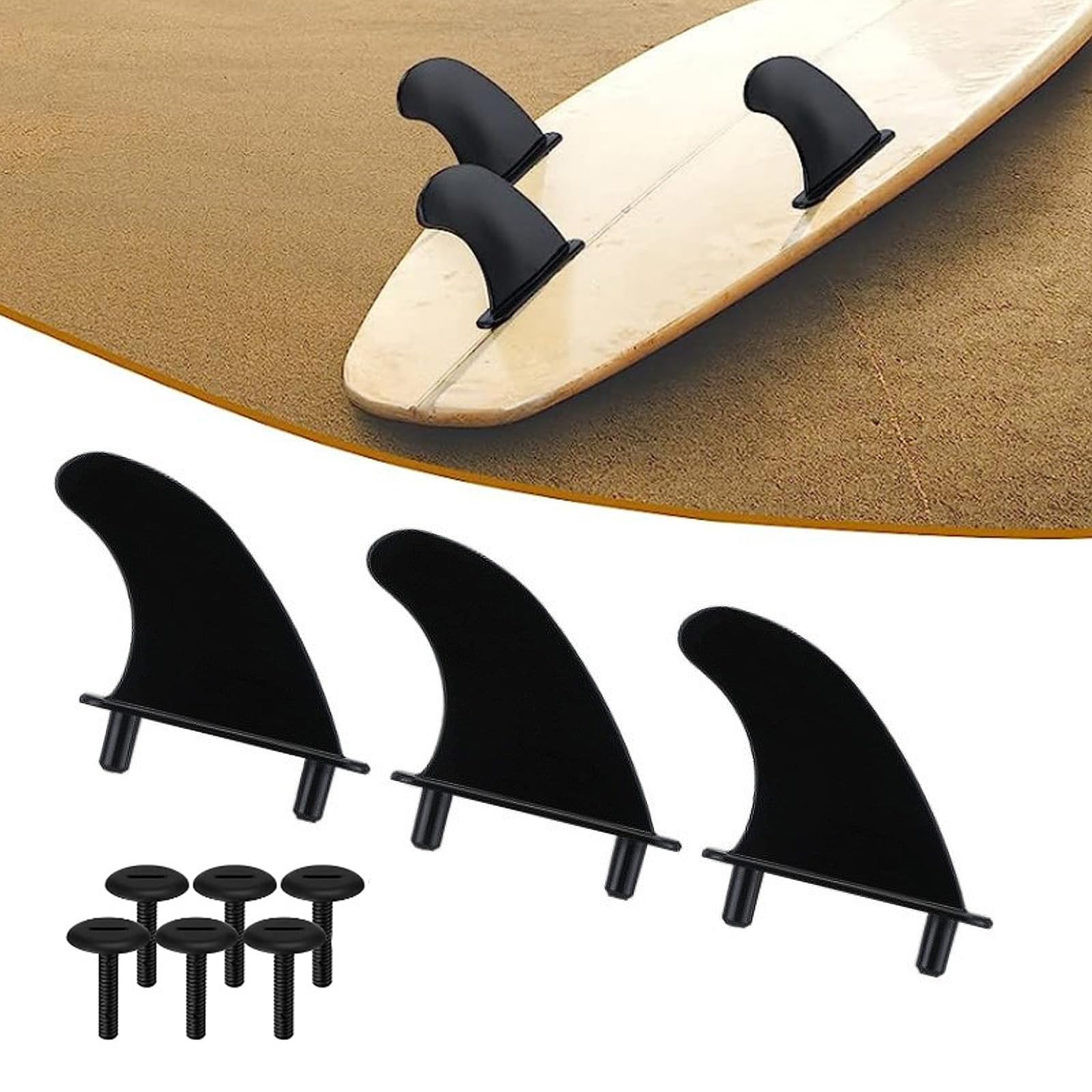 3-teiliges TPU Surf Finnen und Schrauben Set, weiche Surfbrett Finnen, Surfbrett Triebwerke, langlebige Paddle Board Triebwerke, Schrauben