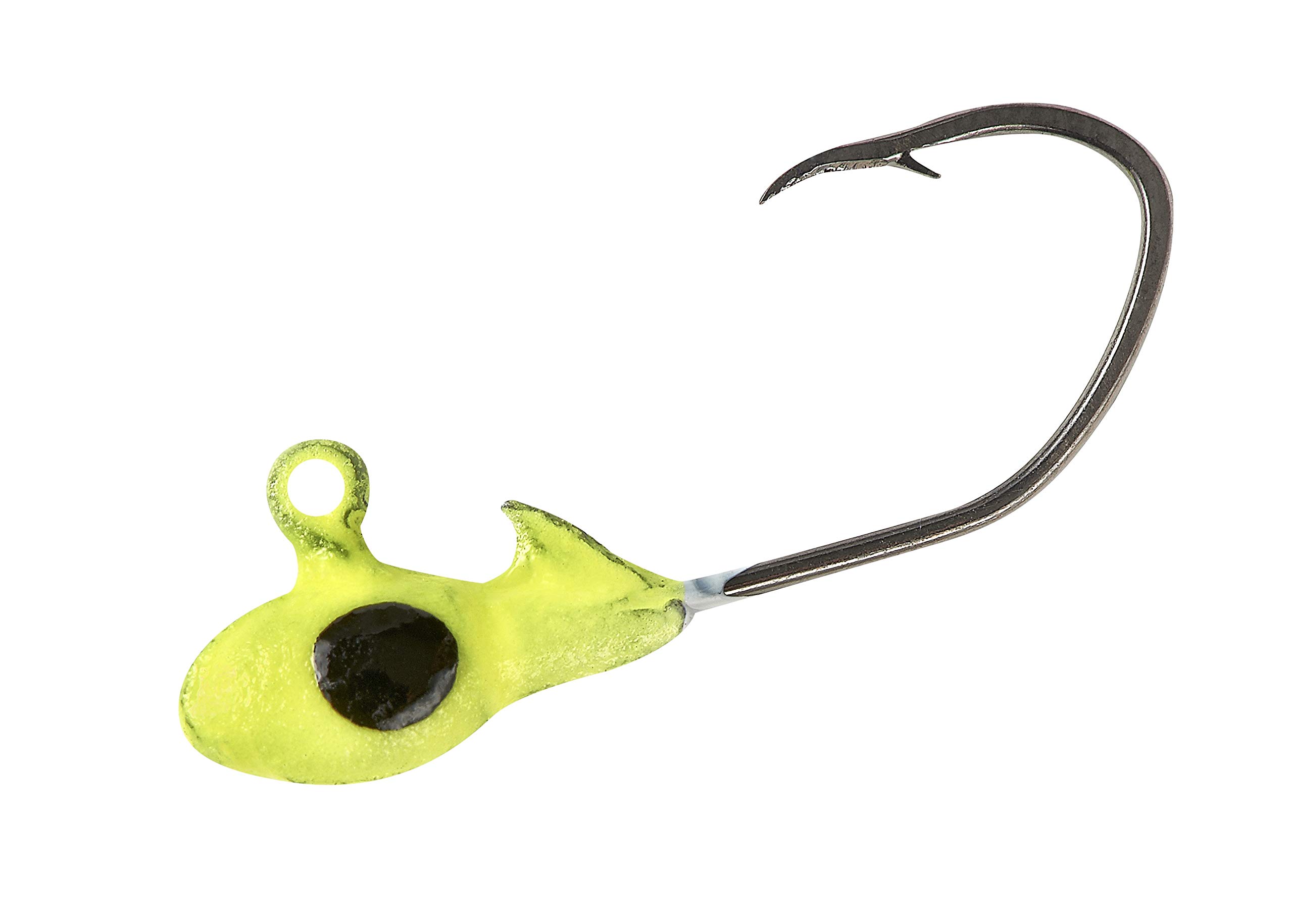 Overbite Sickle Mo' Glo Glow-in-The-Dark Jig Heads for Soft Plastic Crappie Fishing Baits, Accessories for Freshwater Fishing, Pack of 10, Mo'Glo Chartreuse, 1/32 oz
