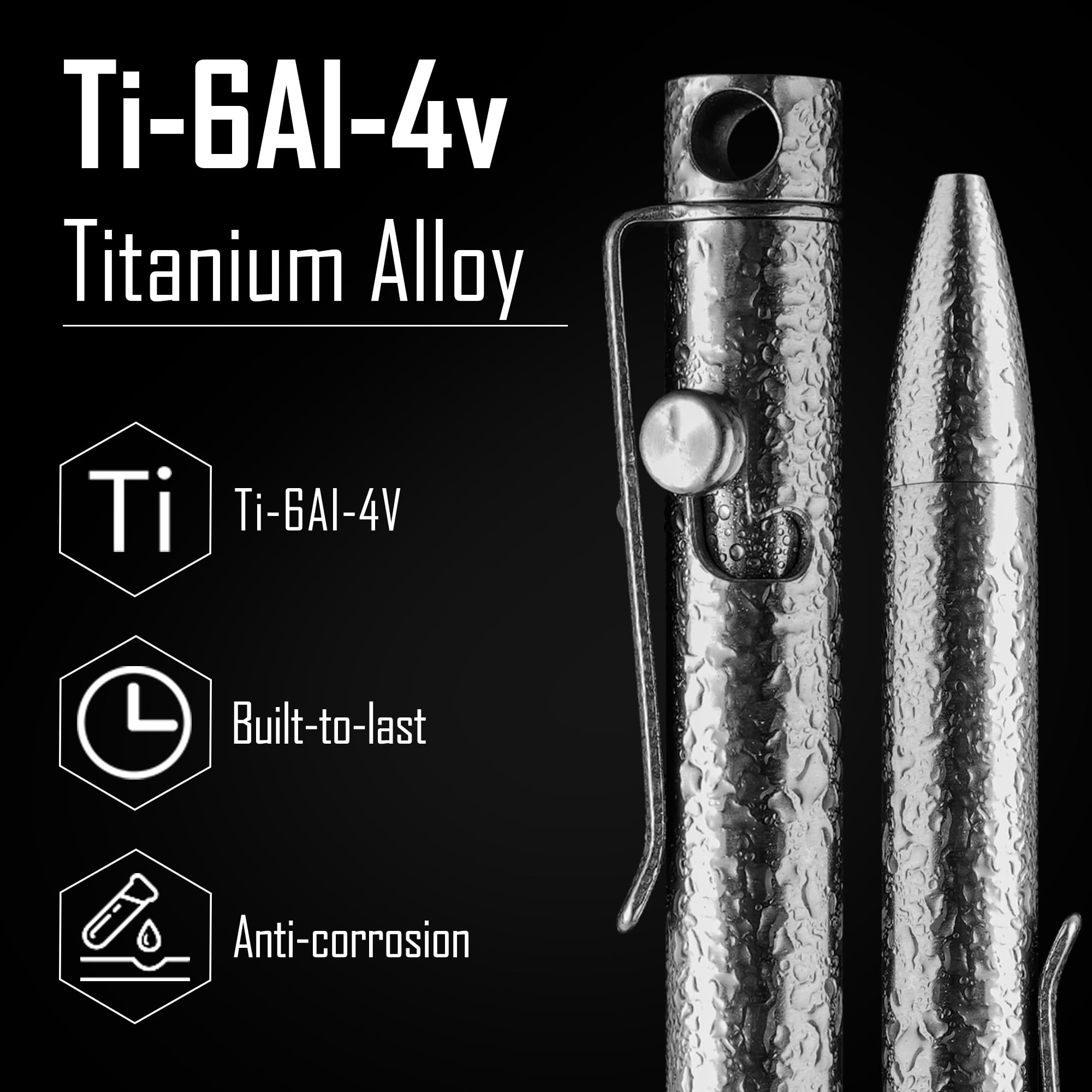 KeyUnity KP05 Titanium Alloy Ballpoint Pen with Clip, Retractable EDC Pocket Pen Made of Metal Ballpoint Pen for Daily Use(Polished) - Image 2