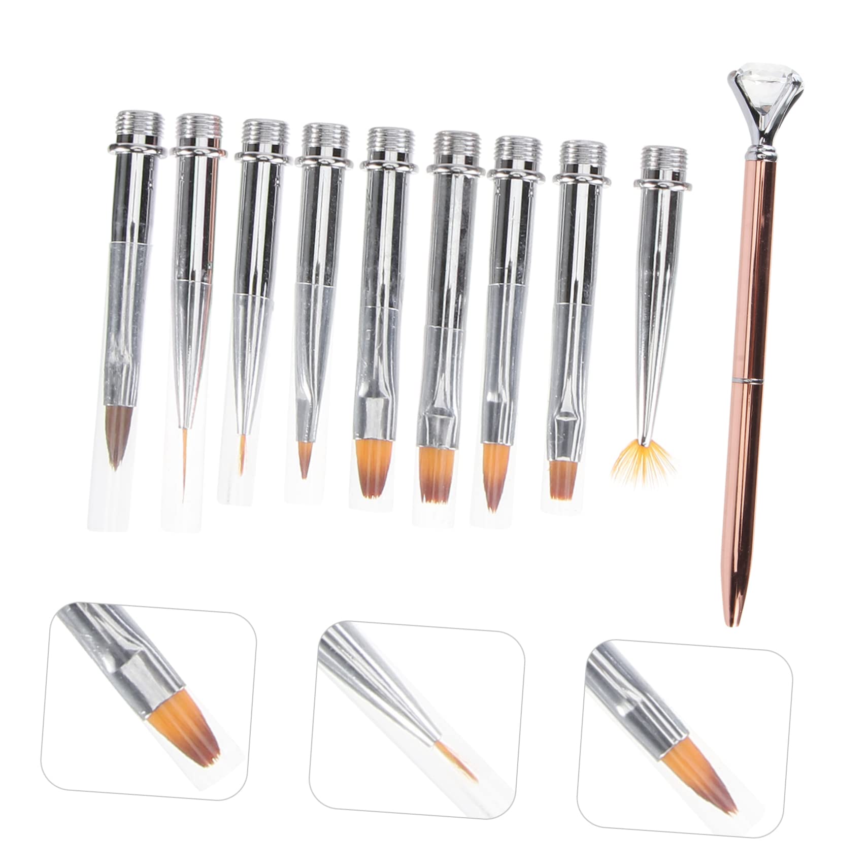 FOMIYES Juego De 2 Y 9 Pinceles Para Manicura Con Bolígrafo Para Decoración De Uñas.