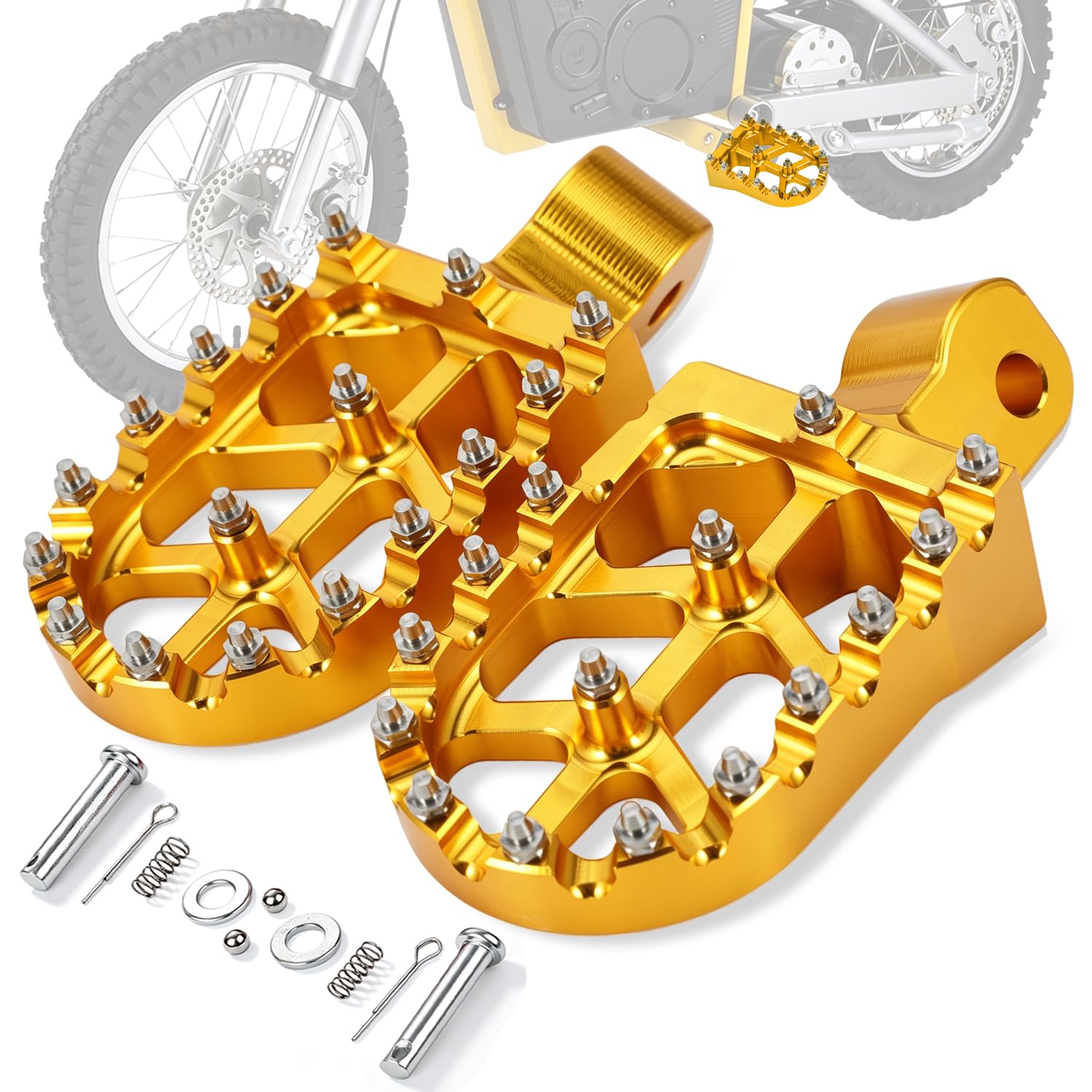 IUVWISN Dirt Bike Foot Pegs Footpegs Rest Pedal CNC for MX 650 500 MX650 MX500 SX500 MX350 Electric Dirt Bike Gold : Automotive