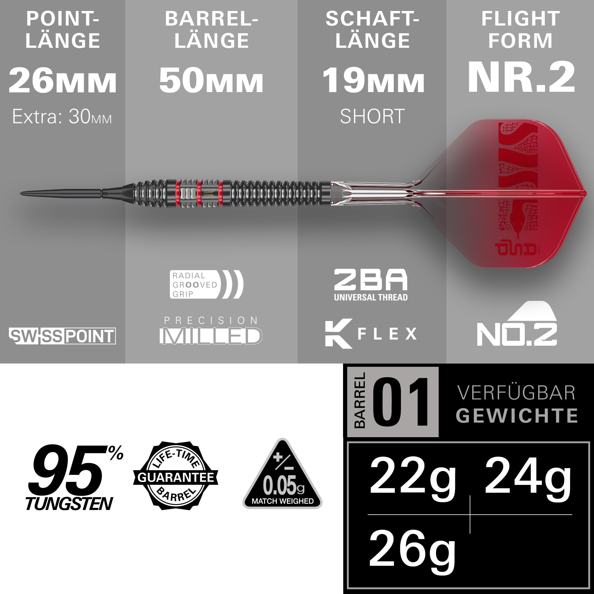 Target Darts Nathan Aspinall Steel Tip 95K Dart Set 22G/24G/26G 95% Wolfram-Darts K-Flex Nr.2 Flights & Shafts Swiss Storm Black SP Tool im Lieferumfang enthalten Player Edition Professional Dart Sets