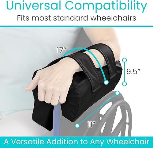 Miniatura 2 de Vive Comedero de apoyo lateral para silla de ruedas (1 unidad) - Cojín para reposabrazos - Accesorio de almohada para reposabrazos y codos para