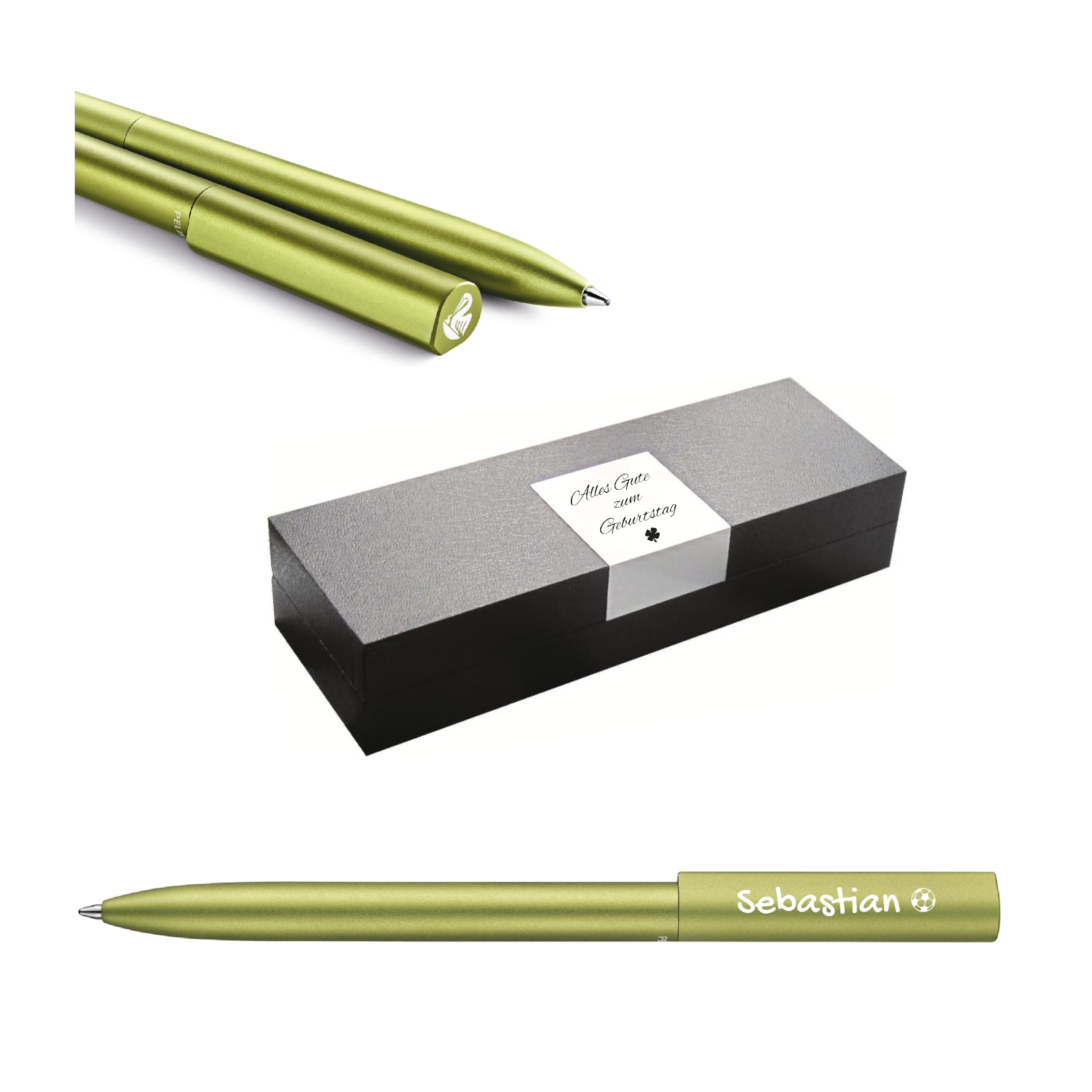 Pelikan Kugelschreiber Ineo® Elements K6 mit Gravur Geschenk - einzigartige Stifte mit Namen - personalisierte Geschenke zu Weihnachten - Kugelschreiber personalisiert (Frühlings-Grün)
