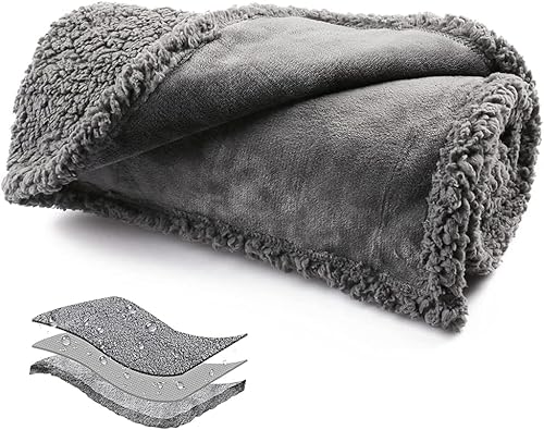 Onarway Manta impermeable para perro de forro polar Sherpa reversible para cama, sofá, y suelo, 60 cm x 80 cm, funda de cama pequeña impermeable para cachorros, gatos, perros u otras mascotas pequeñas