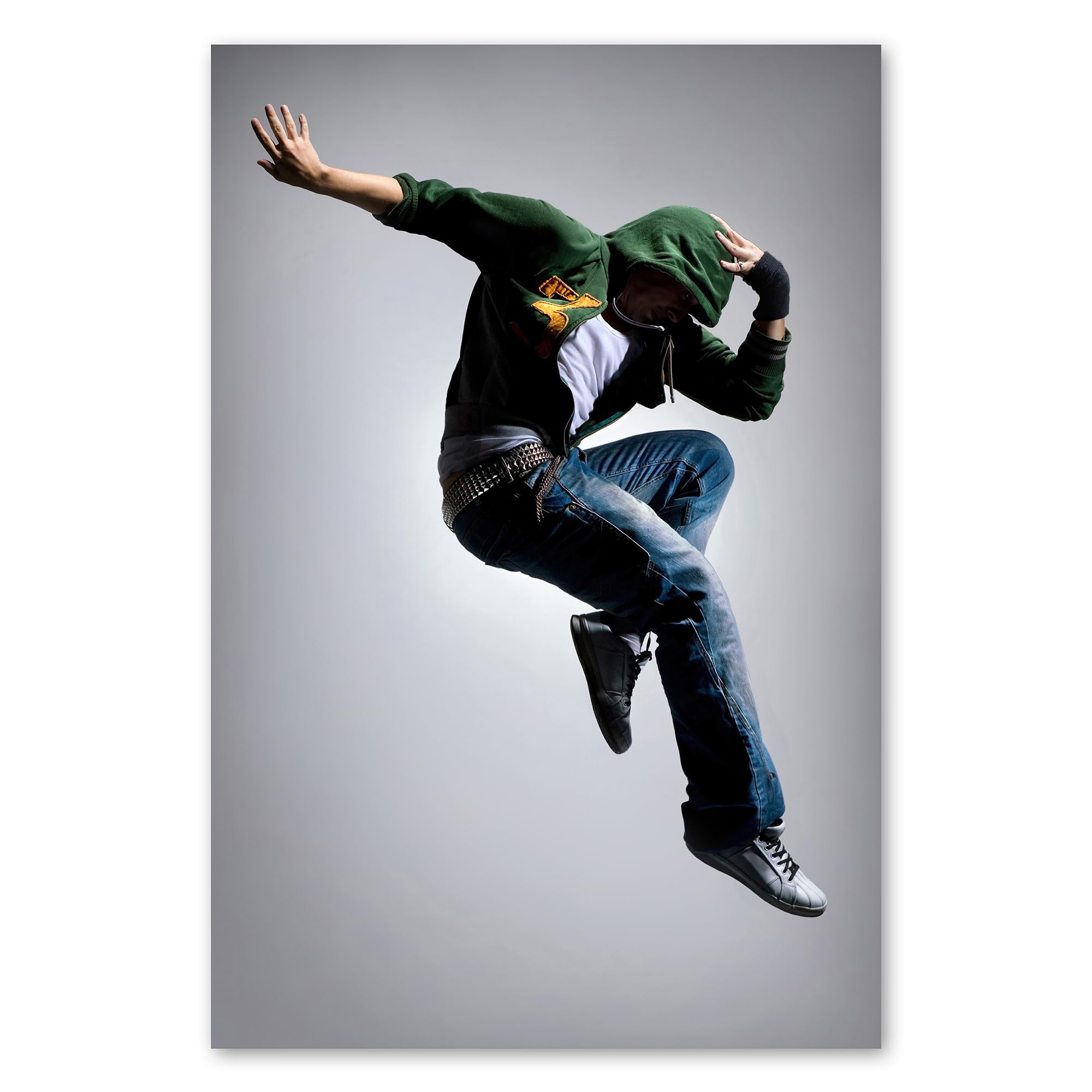 Postereck - 0794 - Hip hop, uomo ballerino salto street dance musica - Decorazione da Parete, Stampa Artistica, Arredamento Interni, Stampa Fotografica - Tela - 100,0 cm x 75,0 cm