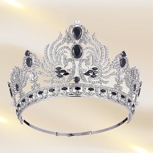 Miniatura 2 de PHILISENMALL Corona barroca para mujer, tiara de cristal, coronas redondas, accesorios para el cabello para mujeres y niñas, accesorios para el