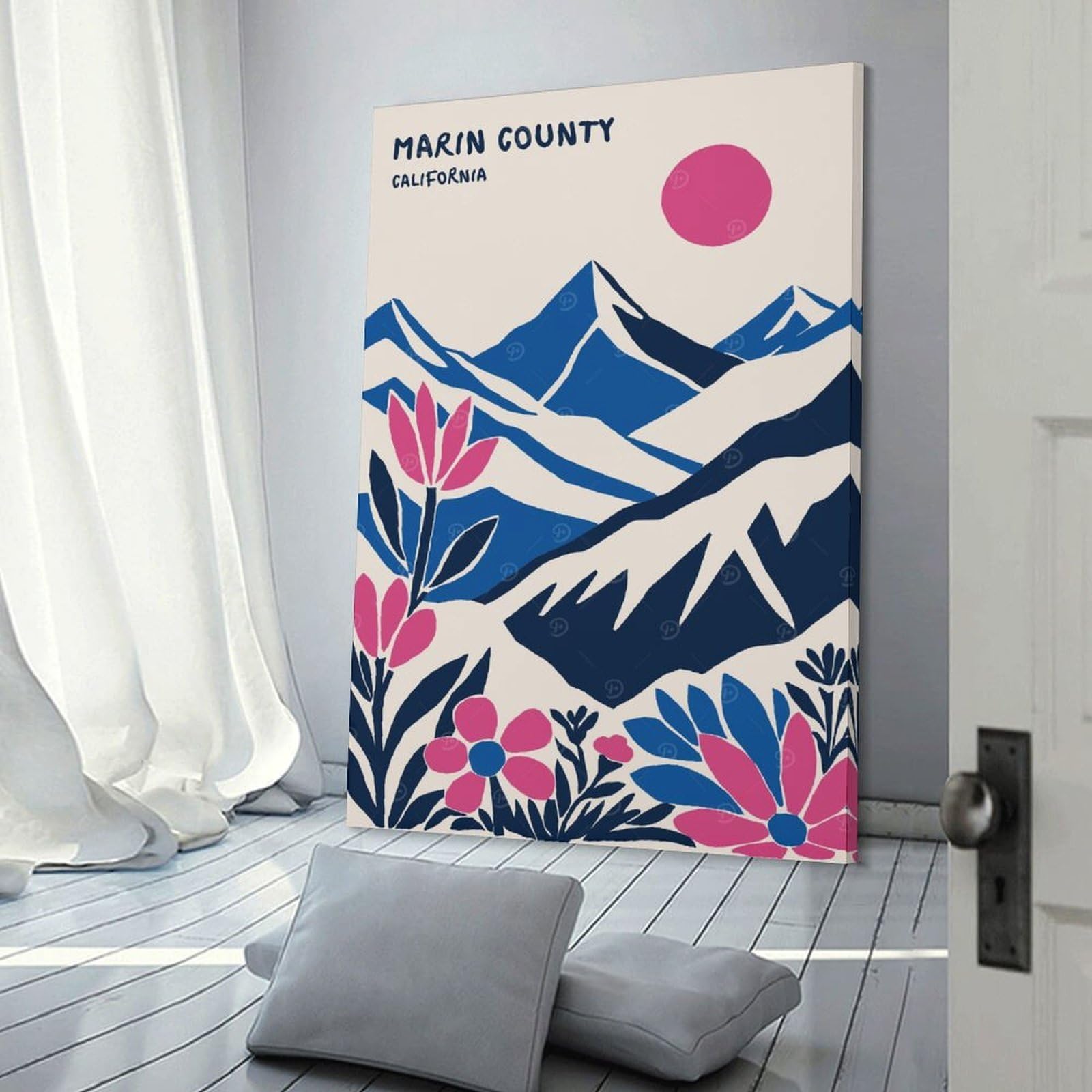Junmoney Frame-Style-3 Marin Country California Hanging Wall Art 20X30inch(50X75cm), For Work Areas, Reading Rooms Or Studios, Canvas Wall Decor For Creative Rooms