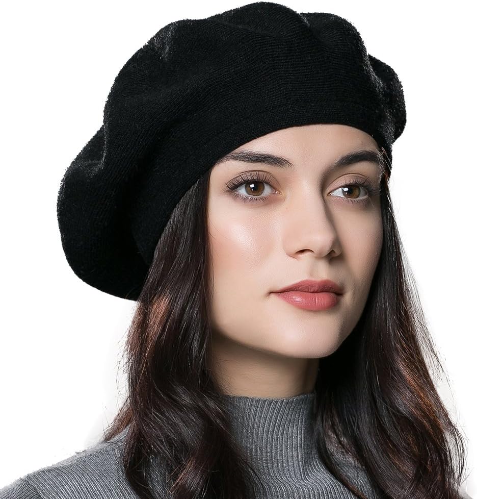 Womens Winter Beret Hat Knitted Beanie Cap Autumn Winter Hat French Classic Beret - Image 4