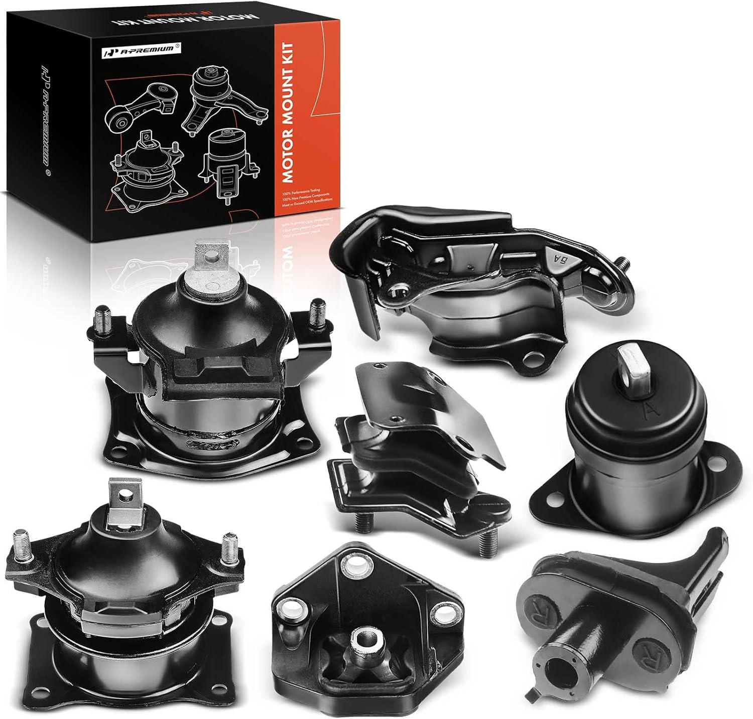 A-Premium 7PCS Engine Motor Mount and Transmission Mount Set Compatible with Honda Accord 2003 2004 2005 2006 2007 V6 3.0L, SOHC Automatic Transmission, Replace# 50850-SDB-A00, 50805-SDB-A01