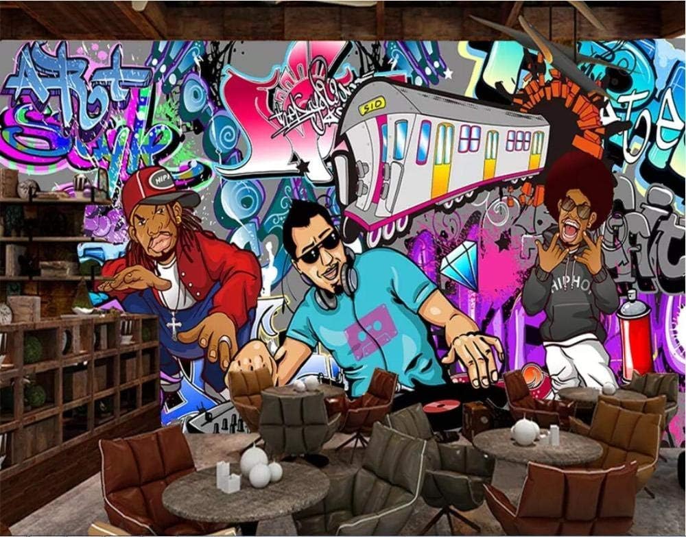 Graffiti Hip Hop Rock Musica 3D Carta Da Parati Sfondi Ufficio Divano Camera Da Letto Sfondo Decorazione Murale-250cm×170cm