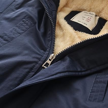 amropi Parka met capuchon voor jongens, winterjas, fleece gevoerd, warme jassen met bontcapuchon, voor 3-11 jaar, Geel, 9-10 Jaren