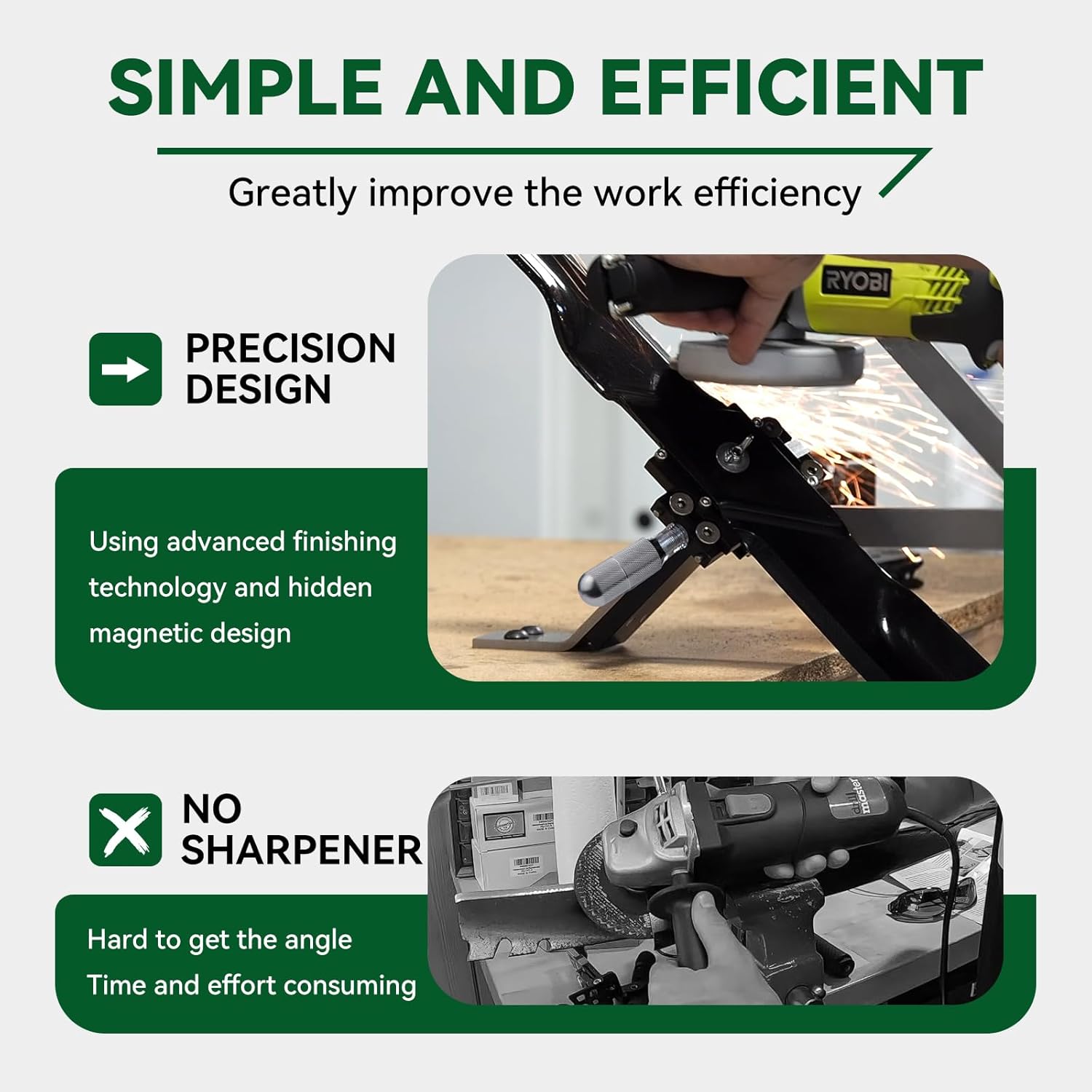 Lawn Mower Blade Sharpener, 15°-45° Adjustable Mower Blade Sharpener for Many Types of Mower Blade, Black