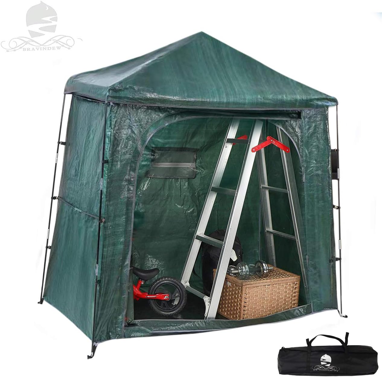 Exclusive Discount 60% Price Bravindew Storage Tent Bike Storage shed Waterproof Garden Backyard Storage Buildings Sheds Heavy Duty Space Saving All Season Reusable Bike Shed with Waterproof Cover