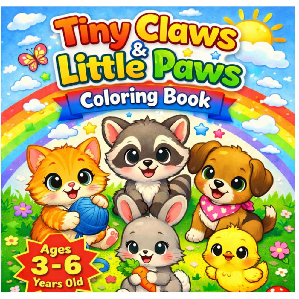 Tiny Claws & Little Paws: Baby Animals Coloring Book
