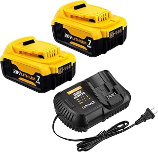 2Packs 7.0Ah Replacement Dewalt 20V Battery + DCB112 Charger Combo for DCB206 DCB205 DCB200 DCB101 DCB115 for Dewalt 20V Battery DCB204 DCB206 DCB180 DCD985B DCB200 DCD/DCF/DCG