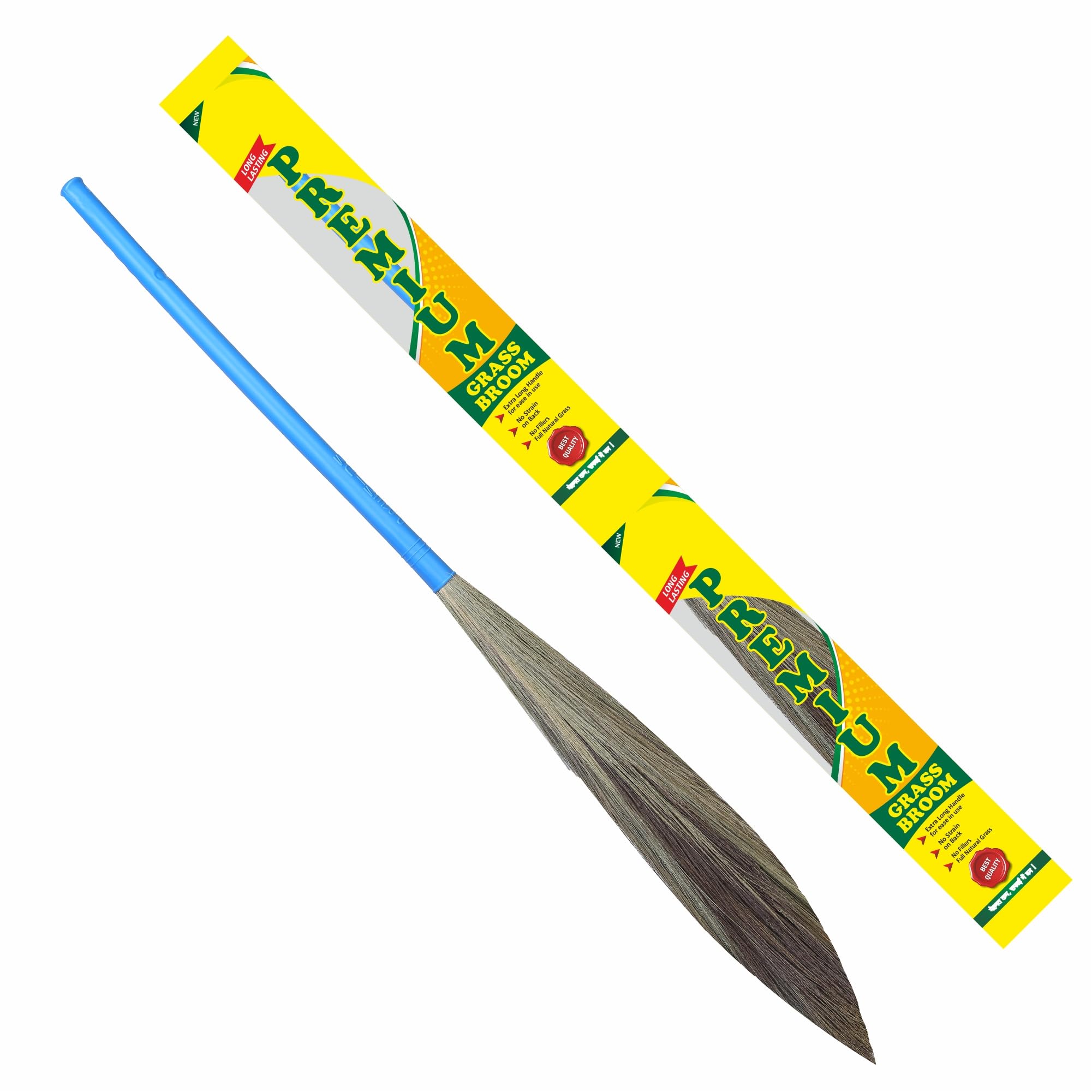 HIC Premium Grass Broom Stick I Long Lasting I Eco-Friendly I Plastic Handle I Jumbo Size I King Size I Quality Broom (Phool Jhadu) for All Type of Floors Cleaning (B0CQ2C66VC) Amazon Price History, Amazon Price Tracker