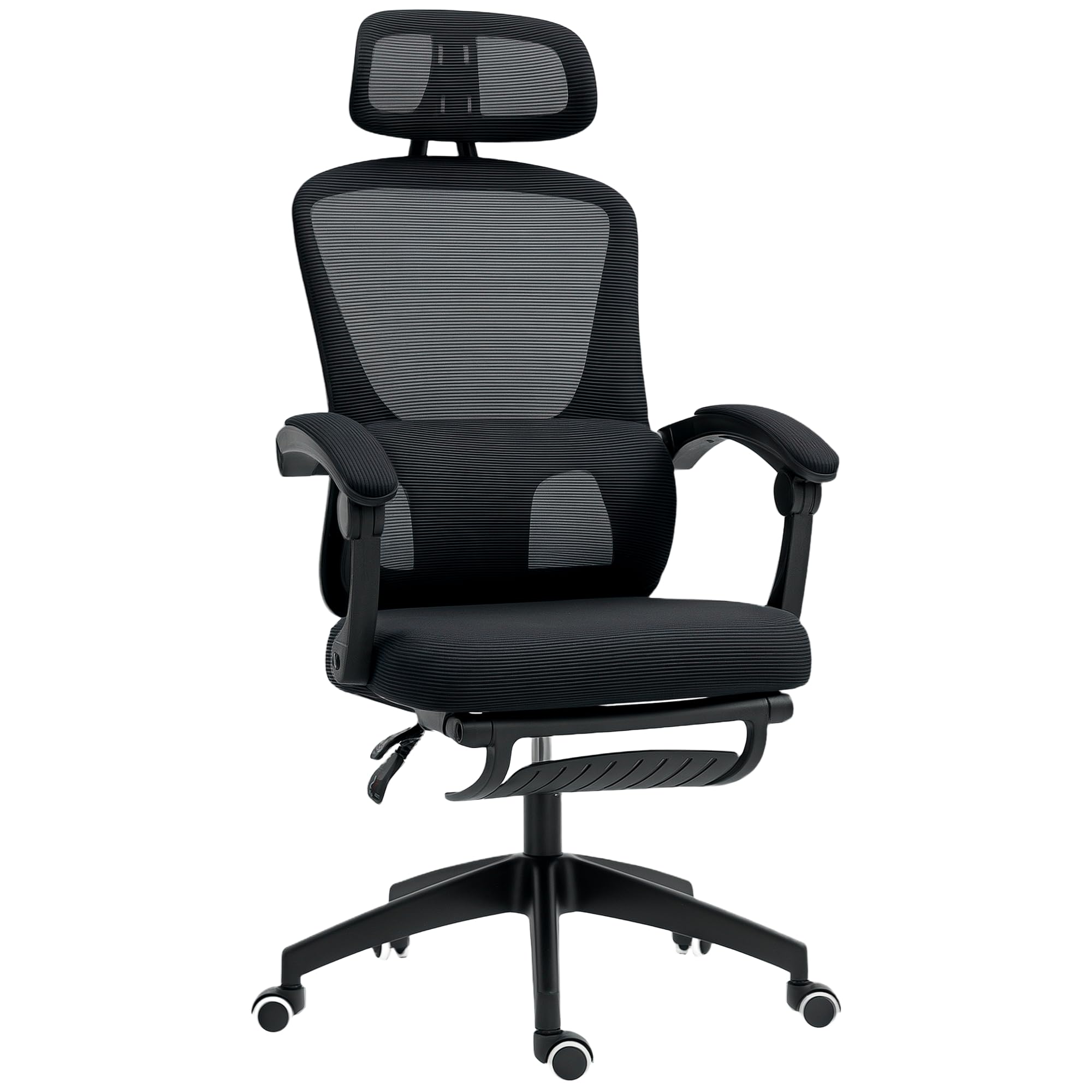 Portland Ergonomic Office Chair with Headrest and Lumbar Support - Black