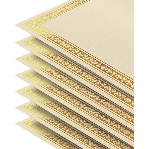 Better Office Products 100 Sheet Award Certificate Paper, Gold Foil Metallic Border, Ivory Letter Size Blank Paper, Diploma Certificate Paper, Laser and Inkjet Printer Friendly, 8.5 x 11 Inches