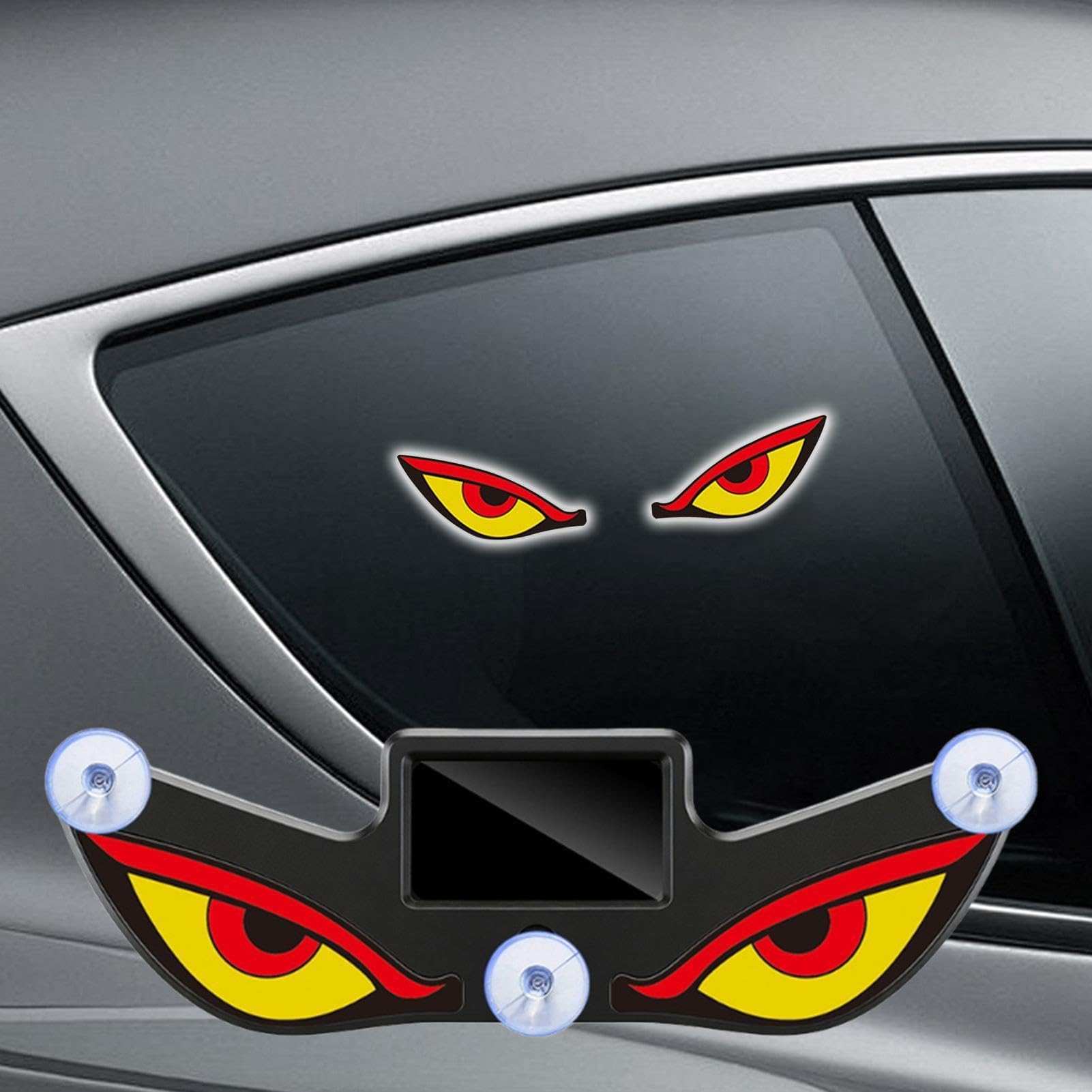Muiltvoe Solar Evil Eye LED Car Window Light Dynamic Solar Powered Universal Waterproof Sign No Drill Suction Cup Windshield Ambient Lamp USB Powered Flicker Signal Warning Lights for SUV Truck RV