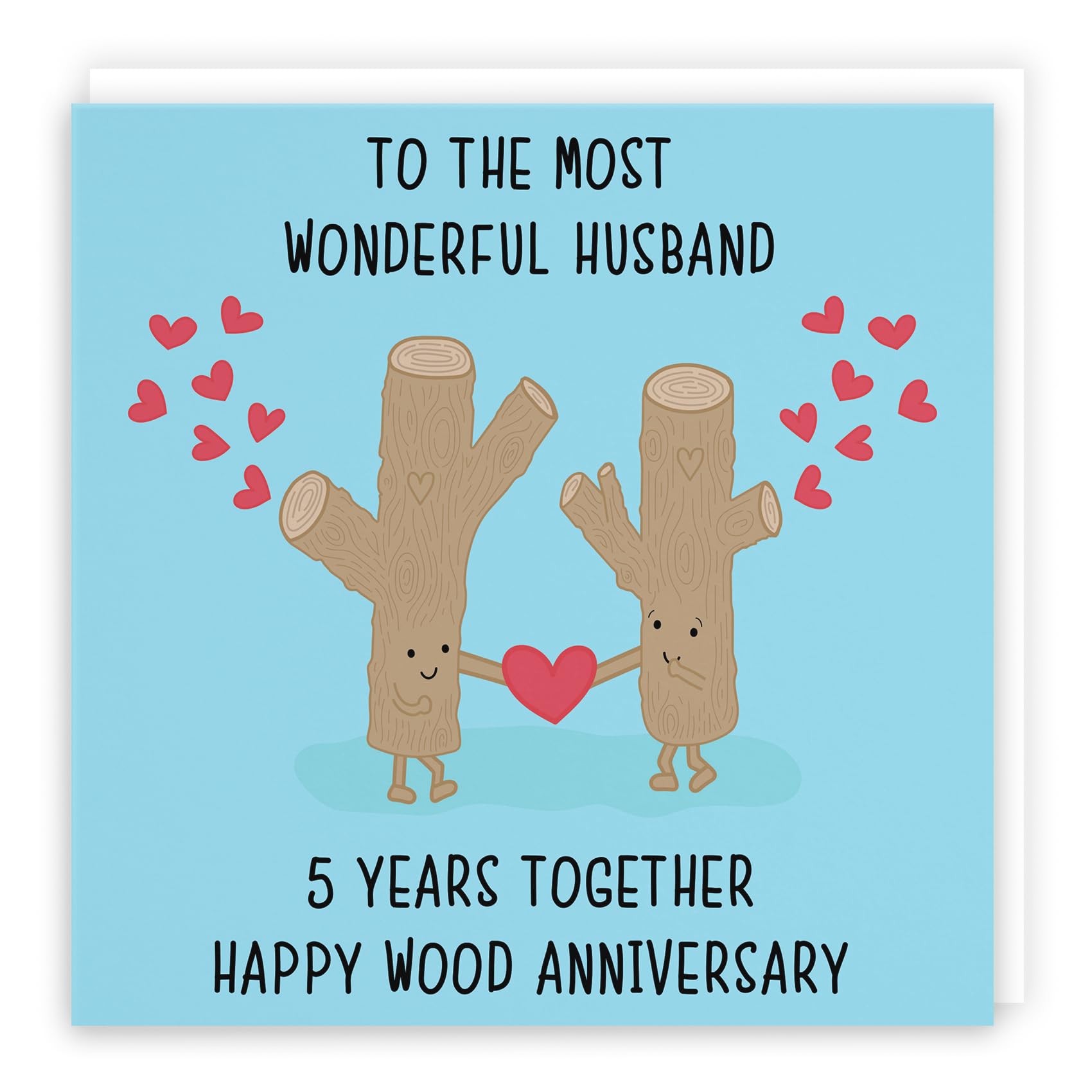 Hunts England, Husband 5th Anniversary Card, Fun Cute Anniversary Card, 5 Years Together, Happy Wood Anniversary