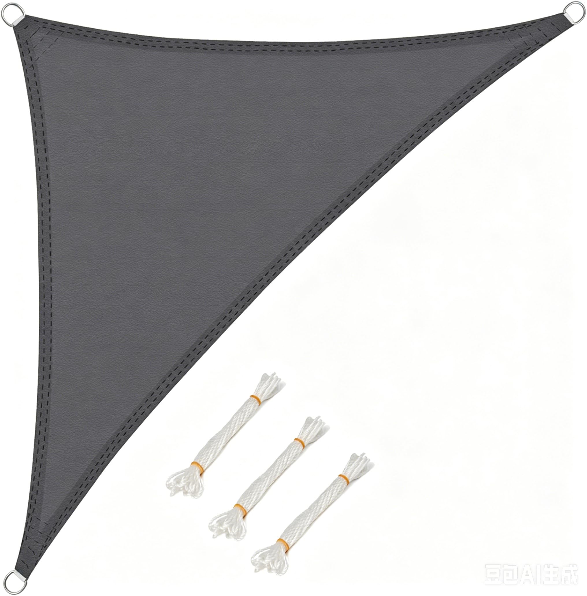 WOLTU Sonnensegel Dreieck 3x3x4,25m Grau wasserabweisend Sonnenschutz Polyester Windschutz mit UV Schutz für Garten Terrasse Camping