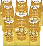Yogi Tea - Kurkuma Chai, Ayurvedischer Bio Gewürzteevon Natur aus koffeinfrei, Mischung aus Kurkuma, Zimt und Ingwer, Yogi Tee loser Tee, 8er Pack à 90g (720g), Ideal als Geschenk