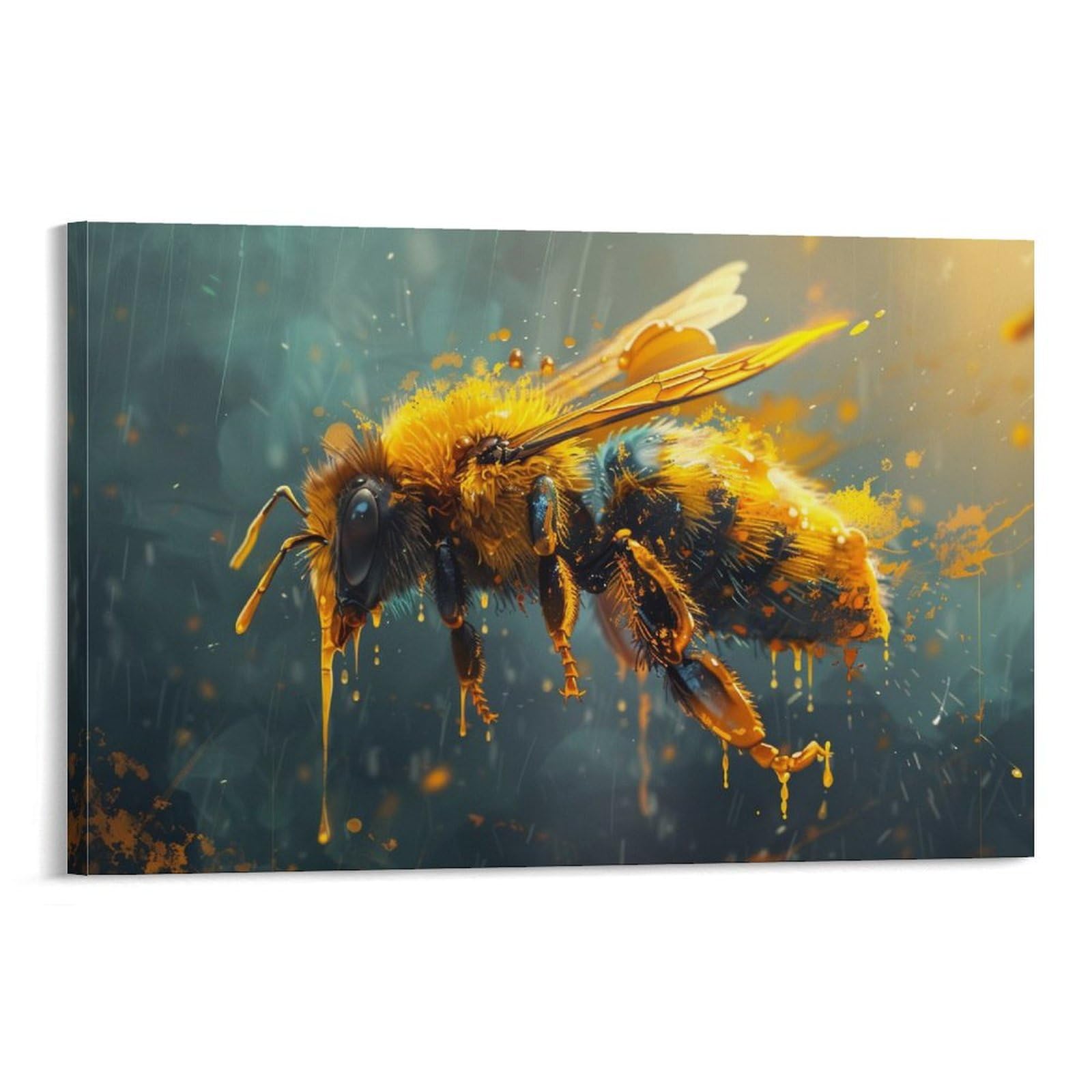 Amazon.co.jp: 絵画 蜂蜜まみれのミツバチ アートパネル ポスター 動物