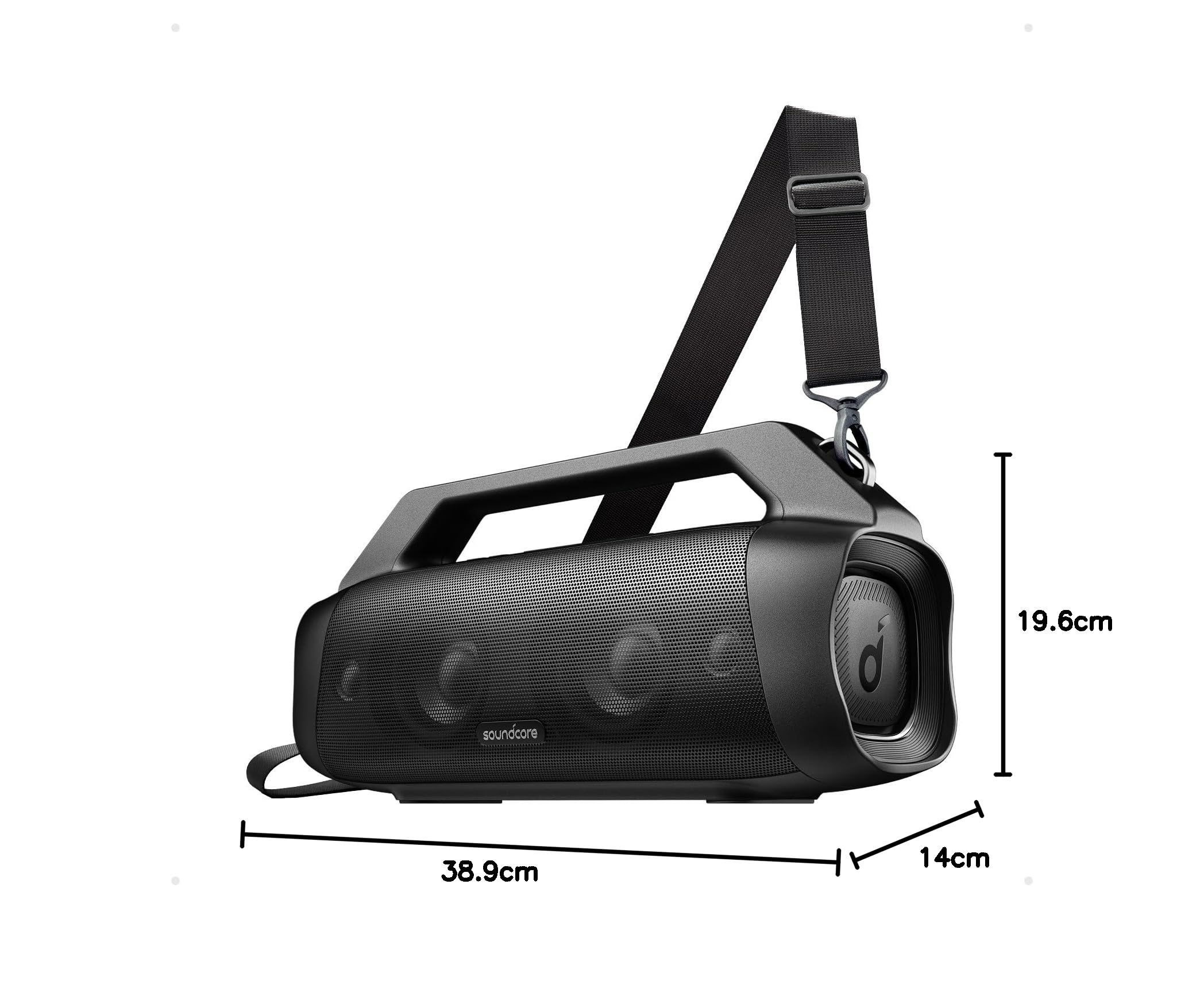 Soundcore Motion Boom Plus(odnowiona) od Anker to przenośny głośnik Bluetooth 80 W z wodoodpornością i pyłoszczelnością IP67, portem USB-C, personalizowanym EQ, Bluetooth 5.3, idealny na kemping