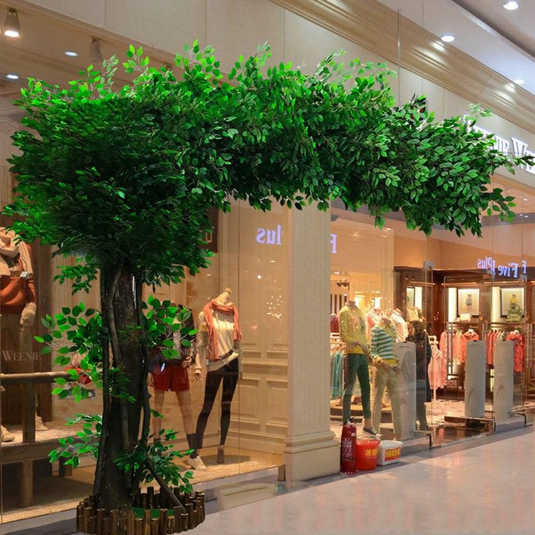 Albero artificiale di Banyan verde per decorazione d'interni, pianta da pavimento 2x2m per hotel, centri commerciali, salotti, paesaggistica e decorazione domestica