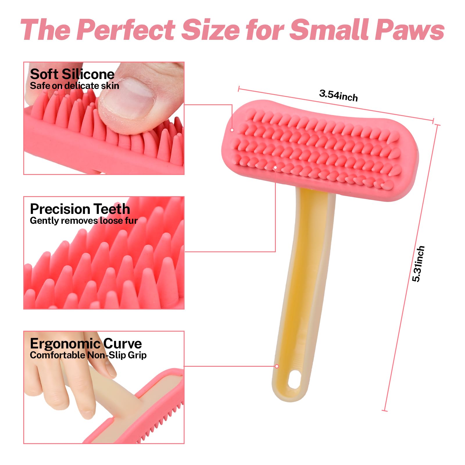 Bunny Brush, Soft Silicone Small Animal Brush, Short Hair Dog Brush - Removes Loose Fur, Detangles & Massages for Rabbits, Chinchillas, Kittens & Puppies During Shedding Season or Bath Time - image 2