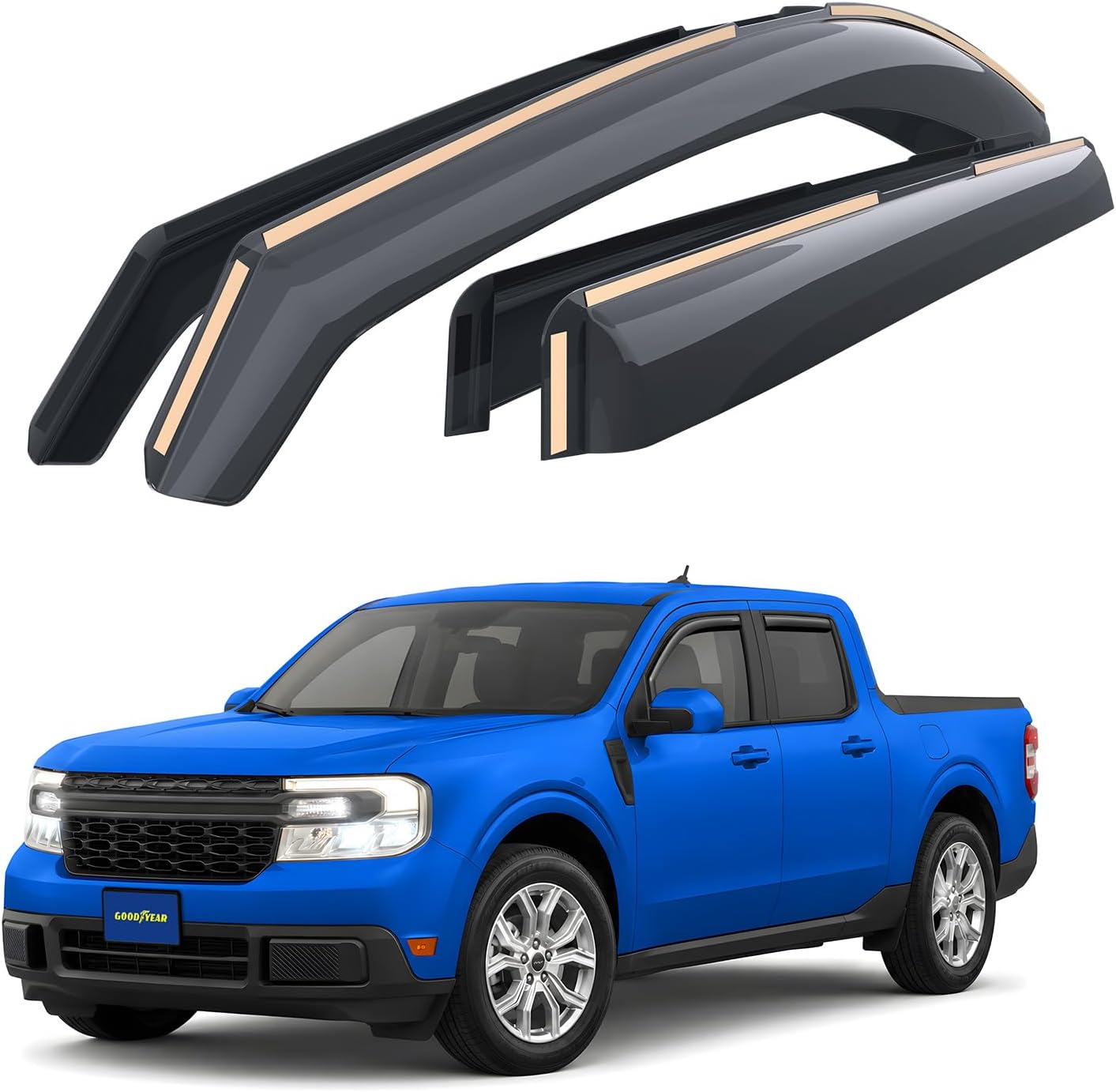Goodyear Shatterproof In-Channel Window Deflectors for Ford Maverick (2022–2026) 4‑Piece