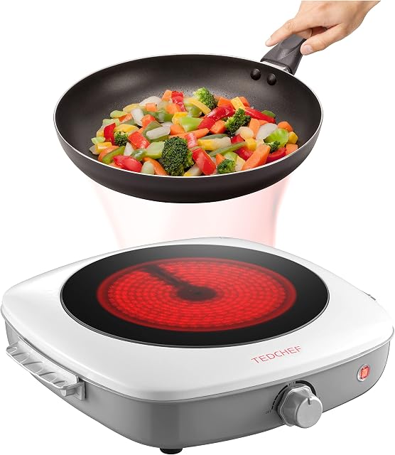 Single Hot Plate Electric Cooker Hob | 1300W Infrared Portable Electric Hob Cooker | Table Top Single Burner Electric Hot Plate For Cooking At Home or Outdoors | Electric Camping Stove | TEDCHEF