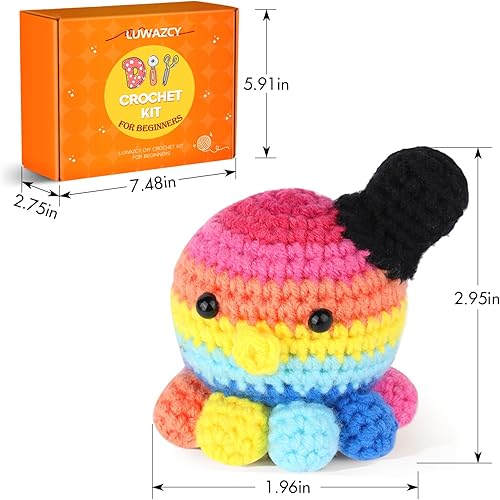 Miniatura 7 de LUWAZCY Kit de ganchillo para principiantes, kit de ganchillo de Navidad con tutoriales en video paso a paso para adultos y niños amantes del