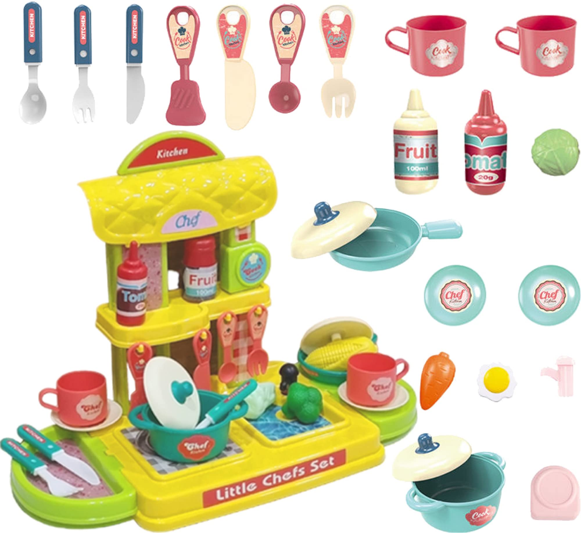 Techhark® 30 Pcs Kitchen Play Set Non Toxic Plastic Unbreakable Toys for Girls (Yellow Kitchen) (B0C5HM2YC1) Amazon Price History, Amazon Price Tracker