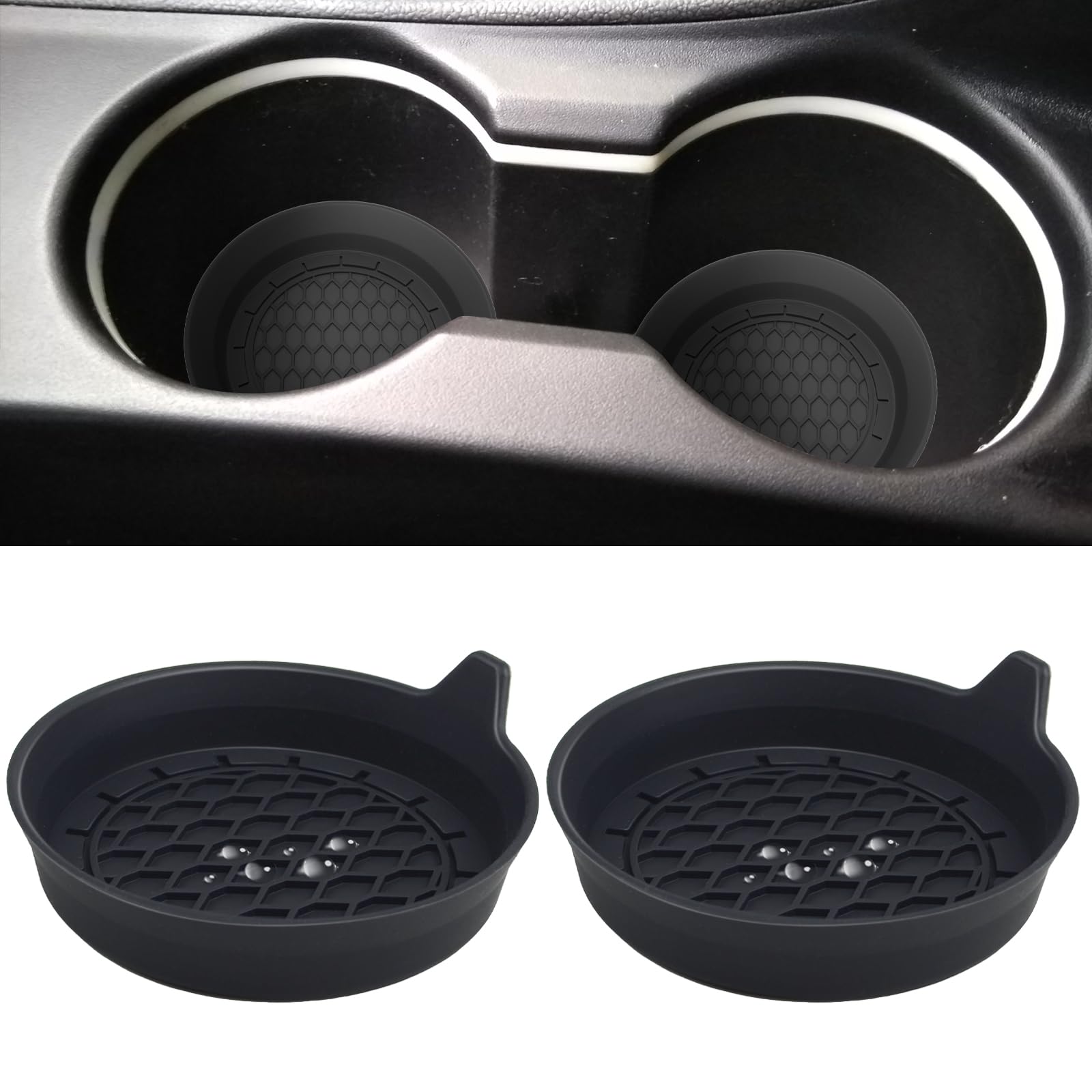 Photo 1 of 2 PCS Car Cup Coasters, Universal Cup Holder Coaster for Car, Car Accessories Interior for Women and Man, Bling CupHolders Insert for Women Non-Slip Silicone Car Cup Holder Coasters