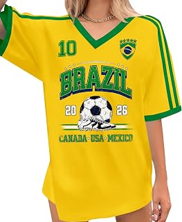 Soccer Jersey Women World Cup 2026 USA Brazil Argentina Mexico Soccer Summer Shirt Match Game Day V Neck Short Sleeve