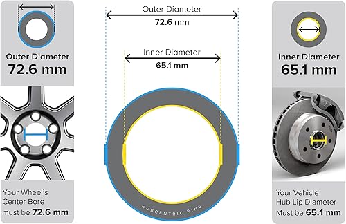 Miniatura 11 de StanceMagic - Anillos centradores de 54.1 mm DI a 67.1 mm DE, plástico negro, compatibles solo con Scion, Mazda y Toyota con cubos de 54.1 mm