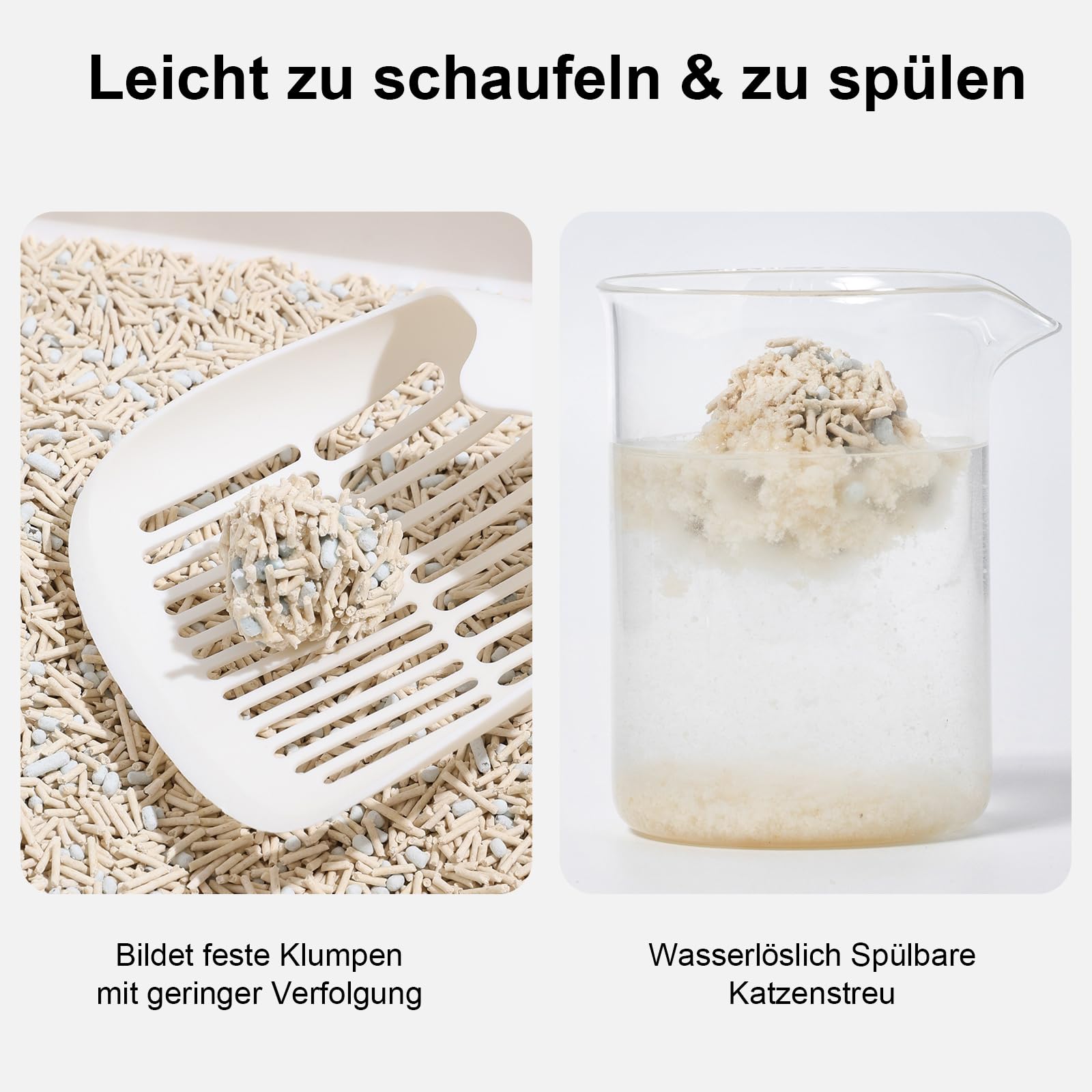FUKUMARU Tofu Katzenstreu 10.8kg, schnell klumpendes Katzenstreu mit super saugfähigem Material, sofort absorbierend, staubfreies, geringe Spurenbildung, spült in der Toilette，Geruchskontrolle