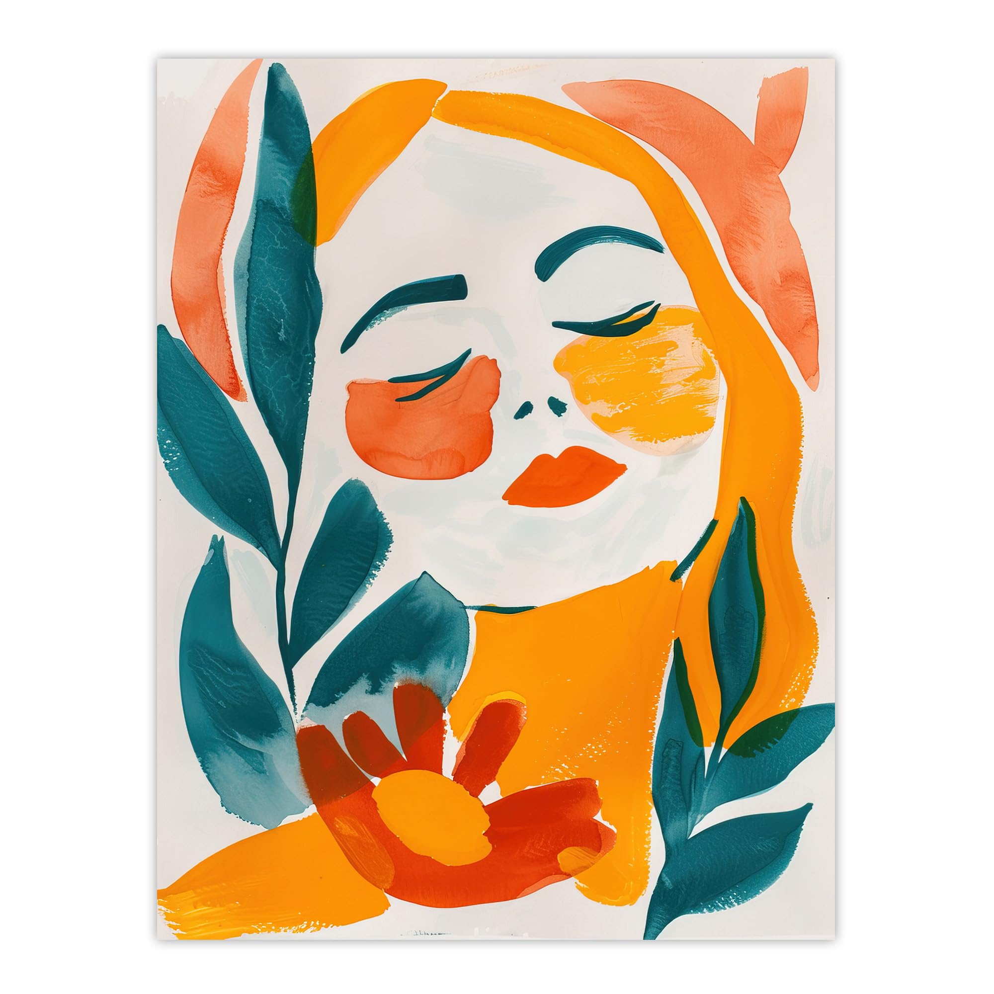 Artery8 Abstract Floral Female Portrait Wall Art Print - W18" x H24"