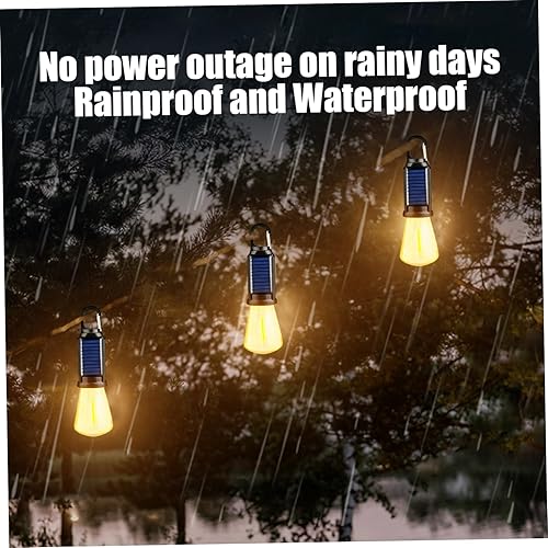 Miniatura 4 de 4 unids luces solares de tienda de campaña impermeable LED bombilla solar USB recargable portátil al aire libre lámpara colgante con gancho para