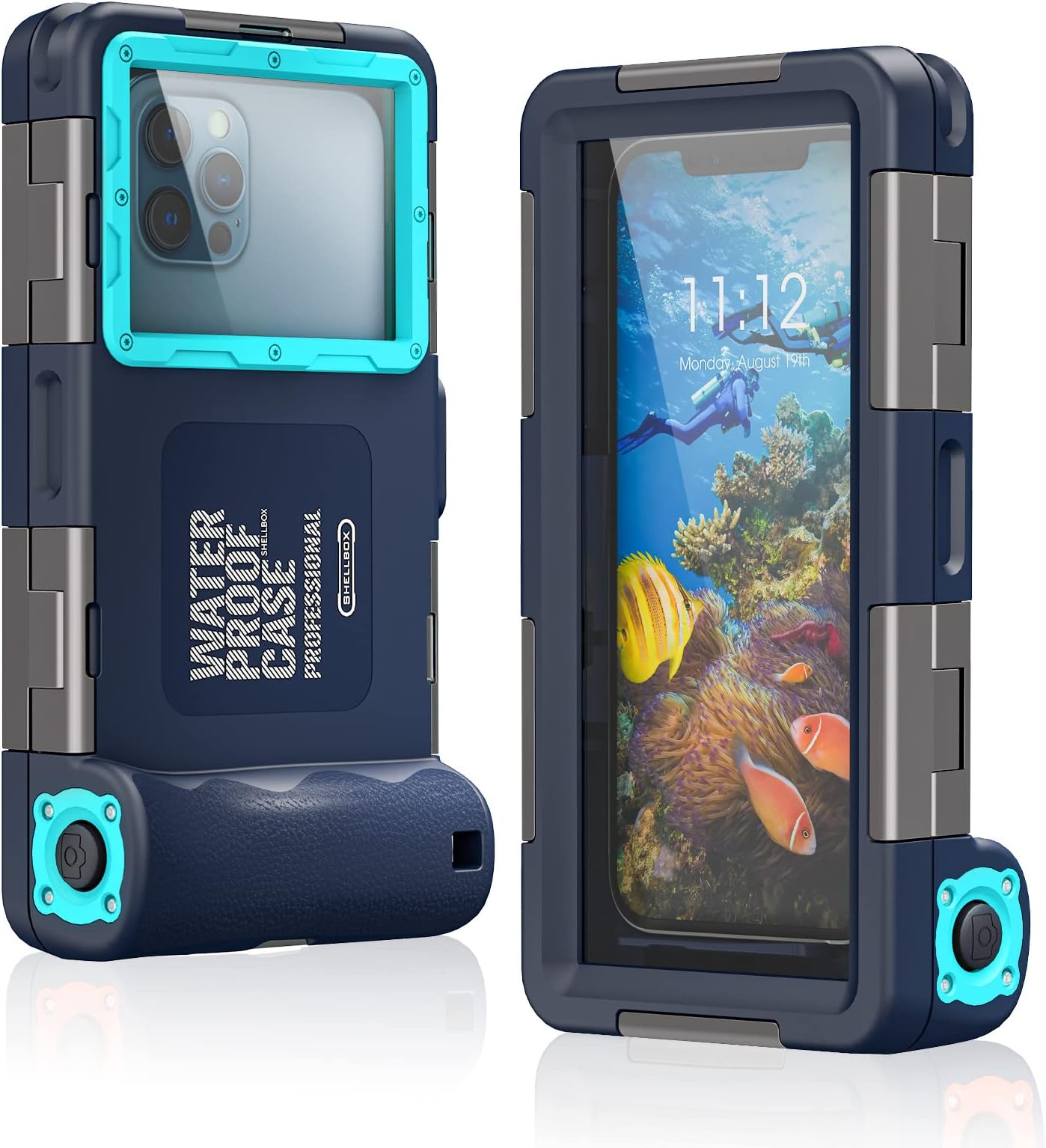 Diving Underwater Phone Case Comp iPhone 15/14/13/12 /11 Pro Max Mini Xr/X/Xs,for Samsung Galaxy S22/ S21/s20/s10 Ultra Plus Professional Cell Phone Waterproof Case (Blue)