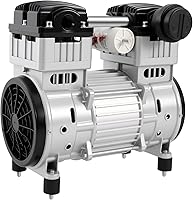 Vista 8 de Bomba de vacío sin aceite de 1100 W, cabezal de compresor de aire silencioso 7CFM para uso industrial, compresor de aire sin aceite de 110 V, bomba