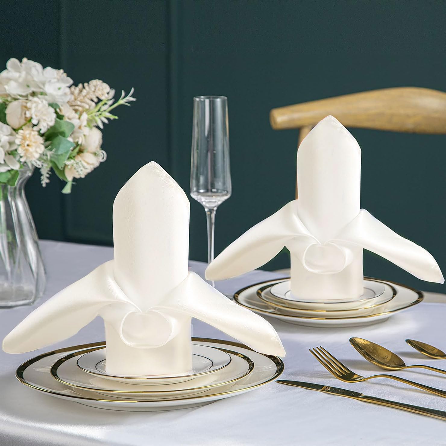 6 Servilletas de Tela, 43x43 cm Lavables para Cena Boda Decoración