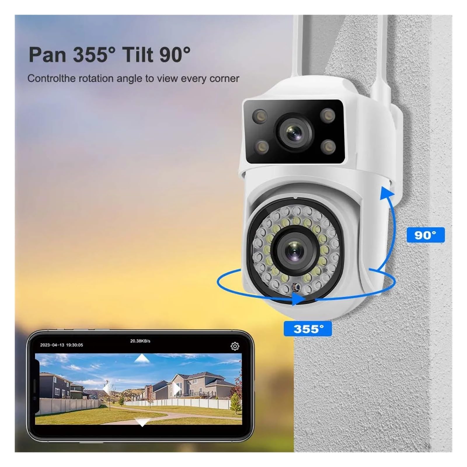 Telecamera WiFi PTZ for esterni da 8 MP 4K con doppio obiettivo