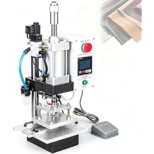 Digital Embossing Machine 500W, Pneumatic Hot Foil Stamping Press 10x13cm with Full Scale Solid Base, Height Adjustable Foot Pedal Operation for PU Wood Packaging