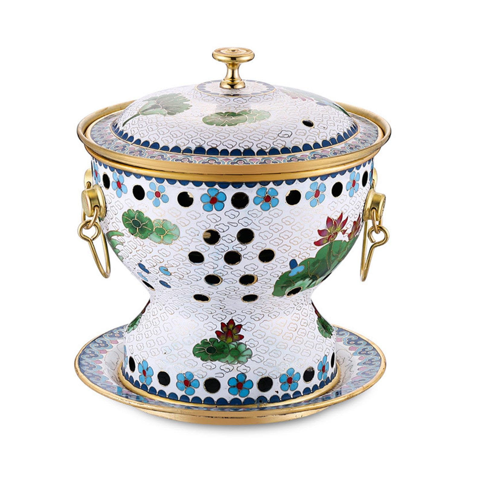 UNYQBFKM Cloisonne Copper Hot Pot Vintage Chinese Traditional Single Person Small Copper Pot Old Beijing Small Pot Separate Pot Beef Copper Pot for Family Dinners Restaurants Cooker,B