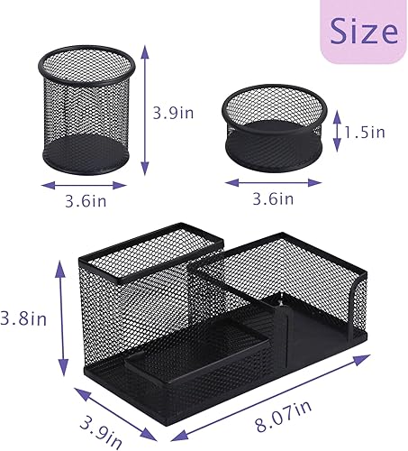 Miniatura 2 de Soporte para bolígrafo para escritorio, organizador de escritorio de alambre de malla, organizador de suministros de oficina, juego de accesorios de