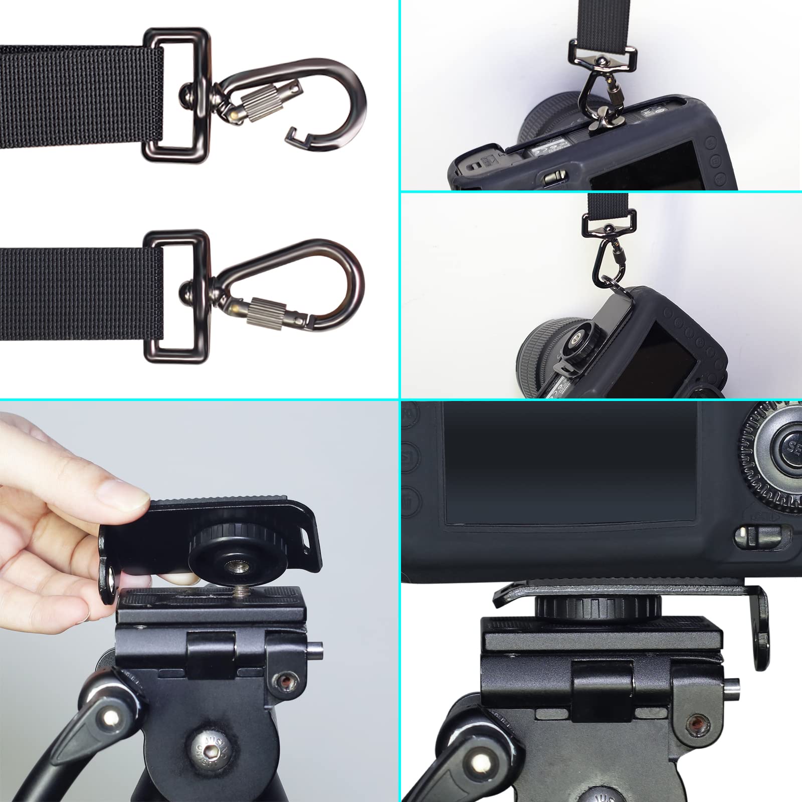MUXIN Harnais de sangle de caméra double réglable à dégagement rapide avec attache de sécurité pour reflex numérique SLR