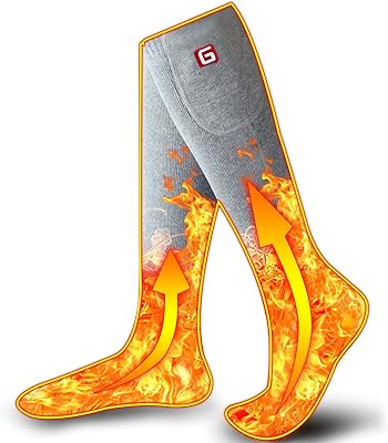 Autocastle Women Girls Battery Socks Rechargeable Electric Heated Socks,Battery Heat Insulated Socks Kit Winter Warm Thermal Heating Socks,Cold Weather Battery Sock Ski Hunt Bike Foot Warmer,Grey